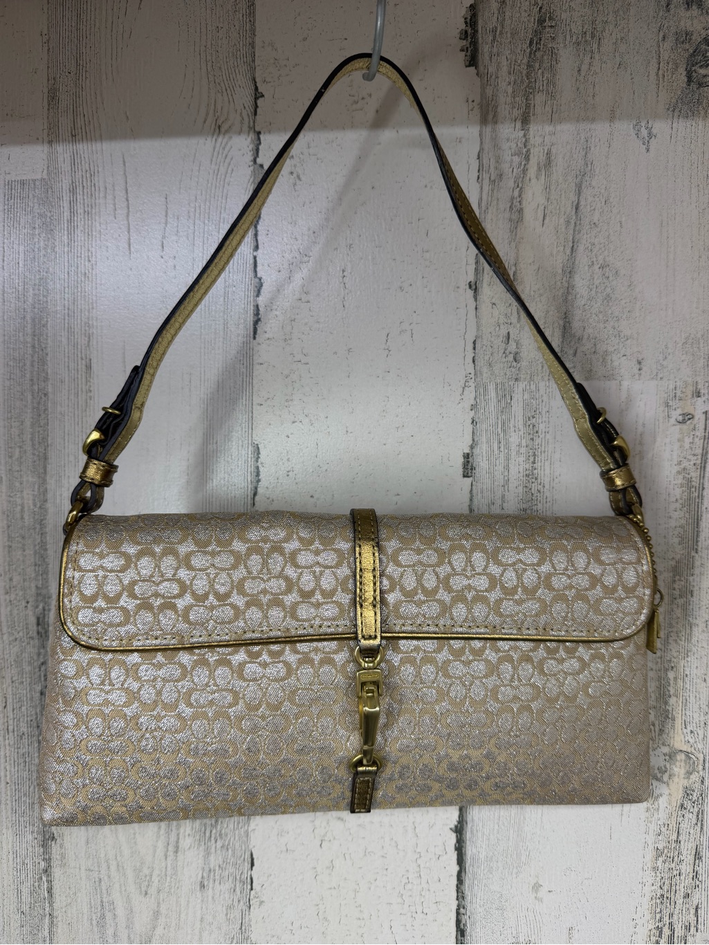 Vintage Coach Hampton Shimmer Optic Signature Shoulder Bag